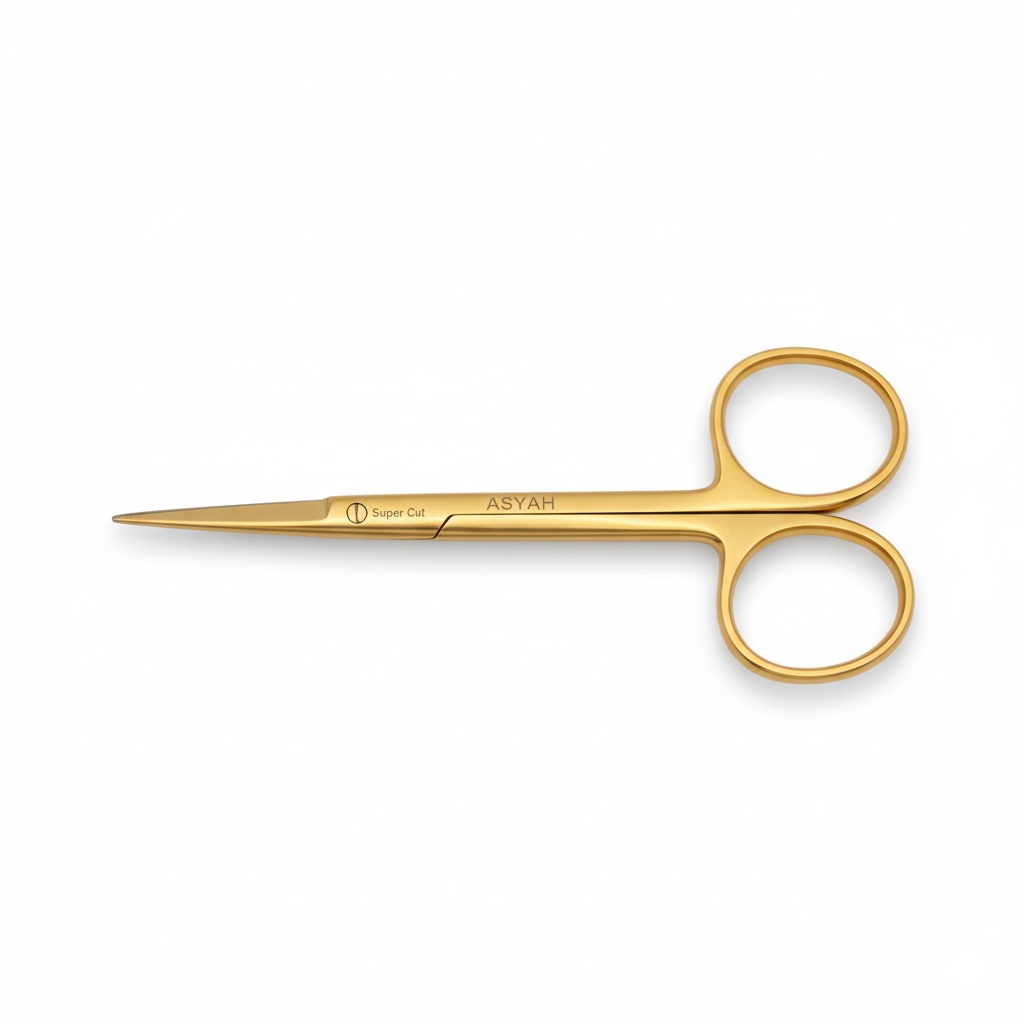 מספריים לברית מילה 10 ס"מ, קצה עגול, בציפוי זהב